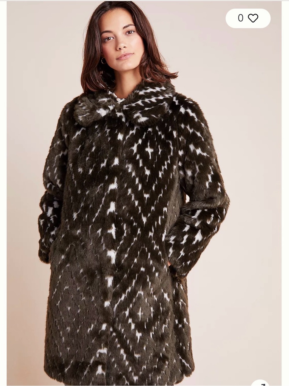 Faux Fur Olive & White Patterned Coat